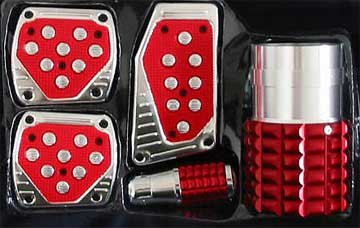 Red Chrome Car Race Pedals Shift Knob Exhaust Tip Combo Body Generic proline