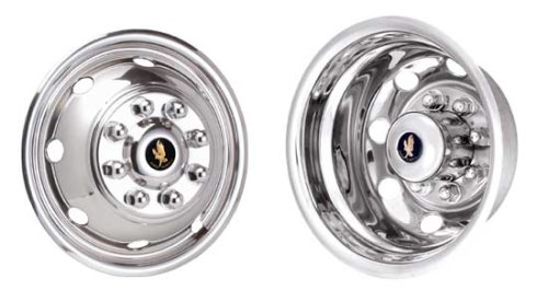 Stainless Steel Wheel Simulators With Over Lug Mounting (Type F) for Ford '92-'05 E350 & E450 With 16 x 6 8 Lug 8 Hand Hole Dual Wheels (Set of 4) Wheel Simulators Eagle Flight JDE1608