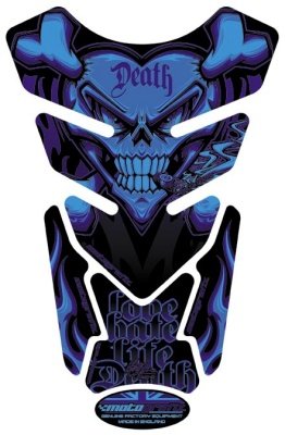 Motografix Tank Protector - Quadpad - Love Hate - Blue ST077B Gas Tanks Motografix ST077B