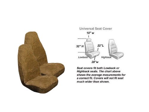 2 Front Synthetic Sheep Skin Seat Cover - Tan Accessories YS SC19TAN