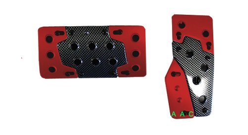 Universal Fit JDM Type R Racing Pedal Cover with Carbon Fiber Print Insert - Auto Transmission Red Body T.Tec PC06RDA