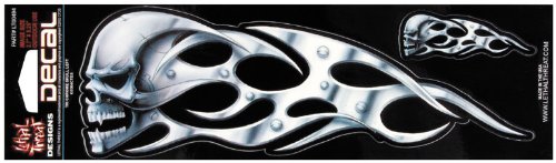 Lethal Threat Tribal Chrome Skull Left Decal LT00494 Decals Lethal Threat Designs LT00494