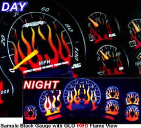Glo Red Flame & Black Face Gauge Sets Nu Image BF136