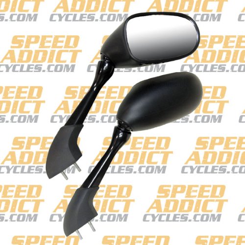 EMGO OEM Replacement Mirror for 01-05 Yamaha FZ1/FZS1000 Left Side Black Mirrors Emgo 20-80512