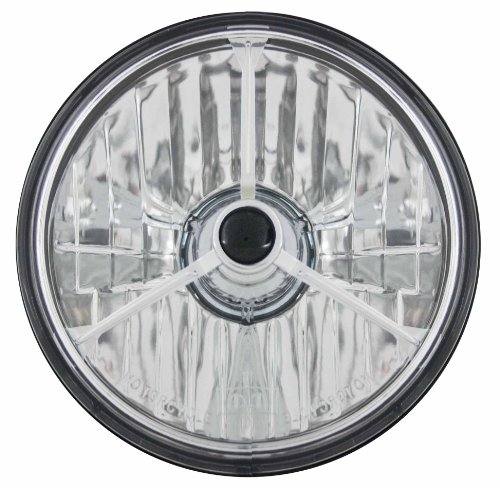 Adjure T50304 5-3/4 Diamond Cut Trillient Black Dot Tri-Bar Motorcycle Headlight with H4 Bulb Headlight Bulbs Adjure T50304