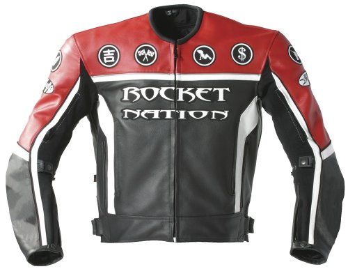 Joe Rocket Rocket Nation Mens Leather Motorcycle Jacket Red/Black/Black/White 44 Jackets & Vests Joe Rocket SULL 651-8144