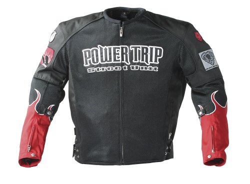 Power Trip Diablo Mens Motorcycle Jacket Black/Red XXXXL Jackets & Vests Power Trip SULL 631-2108