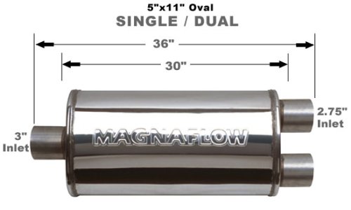 Polished SS Oval Mufflers Cat-Back Systems Magnaflow 14592