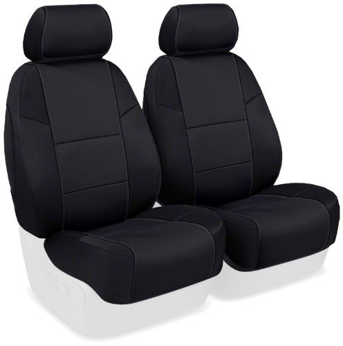 Coverking Custom Fit Front 50/50 Bucket Seat Cover for Select Mitsubishi Lancer Models - Neosupreme Solid (Black) Automobilia Coverking CSC2A1MB7014