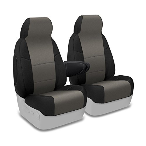 Coverking Custom Fit Front 50/50 Bucket Seat Cover for Select Ford E-Series Models - Neosupreme 2-Tone (Gray with Black sides) Automobilia Coverking CSC2A3FD7118