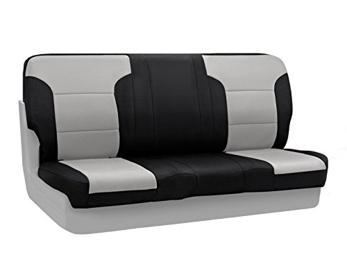 Coverking Custom Fit Rear Bench Seat Cover for Select Ford Mustang Models - Neosupreme 2-Tone (Gray with Black Sides) Automobilia Coverking CSC2A3FD7711