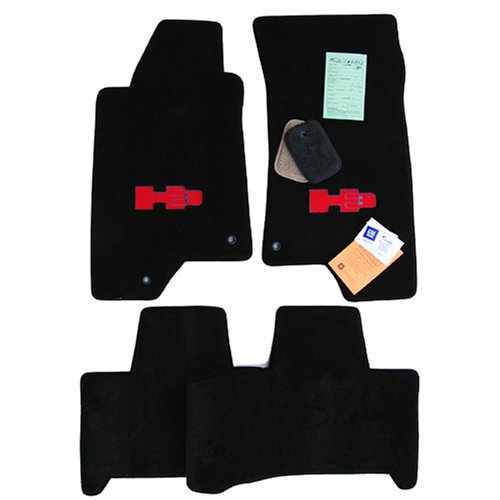 Hummer H3 Black Floor Mats with Red H3 Logo 2006 2007 2008 2009 2010 Custom Fit High-End Motorsports High-End Motorsports