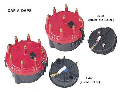 MSD Co. 8441 Distributor Accessories - MSD Cap-A-Dapts Cap and Rotor - Red - Male - HEI - Brass Terminals - Clamp-Down - Pro-Billet - V8 - Kit Fuel Distributors MSD Ignition 8441