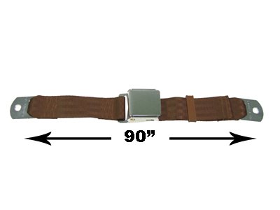 2-Point Lap Seat Belt, Brown, 90 Inch Length, with Chrome Lift Latch Seat Belts Beam's Industries 1800-90-3004
