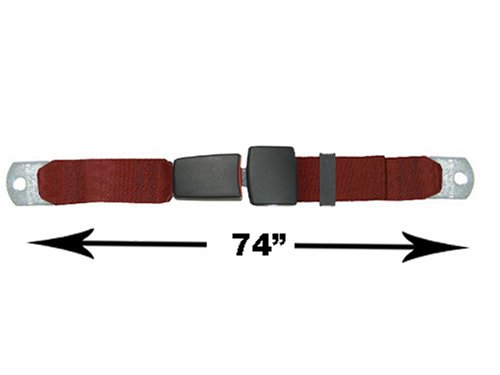 2-Point Lap Seat Belt, Maroon, 74 Inch Length, with End Release Button Seat Belts Beam's Industries 1511-74-2008