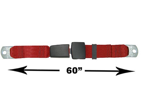 2 Point Lap Seat Belt, Red, 60 Inch Length with End Button Release Seat Belts Seatbelt Solutions 1511-60-2007