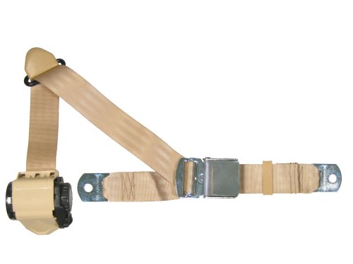 3-Point Retractable Lap & Shoulder Seat Belt, Tan, with Chrome Lift Latch Seat Belts Seatbelt Solutions WSCH300-3000