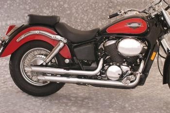 Mac Slash-Cut Staggered 2-Into-2 Exhaust System , Color: Chrome 003-1534 Complete Systems MAC 0031534