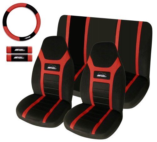 Super Speed 7 Pc Seat Cover Set Red Universal Car Truck Bucket Seat Cover 1995 Thru 2008Honda Civic Accord Toyota Chevrolet Ford Nissan Accessories Unknown fst-s049 Red