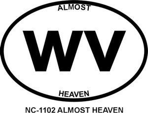 ALMOST HEAVEN Oval Bumper Sticker Decals UNIV-NC-1102