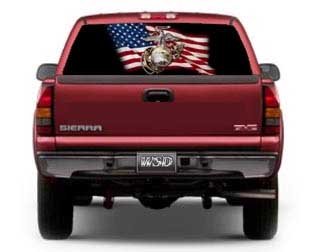 Marines Full Sized Rear Window See Thru Graphic Decals Weston Signs WSCWIN062