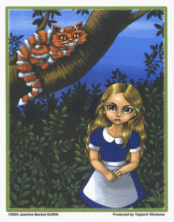 Alice In Wonderland - Alice Looking Sad with Cheshire Cat in Tree - Sticker / Decal Bumper Stickers Square Deal Recordings and Supplies 1-CST-40029