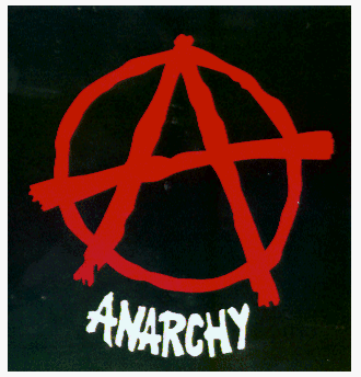 Anarchy - Red A with Anarchy Below in White on Black 4 1/2 Square - Sticker / Decal Bumper Stickers Square Deal Recordings and Supplies 1-CST-13159