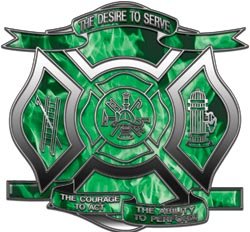 Desire to Serve Firefighter Decal Inferno Green 12 Reflective Decals Weston Signs WSCFF001_INFGREEN_12