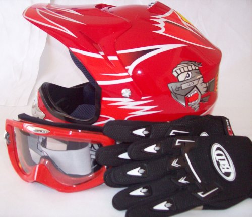 Goggles Typhoon Red Helmet Goggles Gloves Combo M