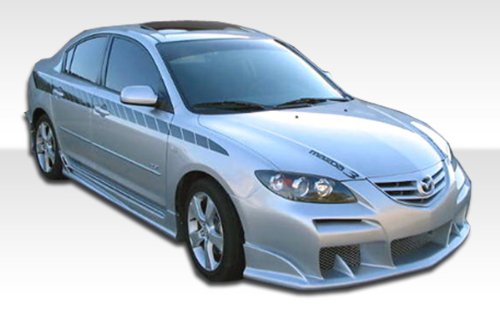 2004-2008 Mazda 3 4DR Duraflex Raven Body Kit - 4 Piece - Includes Raven Front Bumper Cover (103209) Raven Rear Bumper Cover (103234) Raven Side Skirts Rocker Panels (100568) Body Duraflex 111235