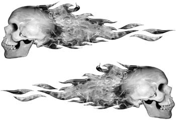 Inferno Skull Flames Gray Decals Weston Signs FL062_INFBW_SM
