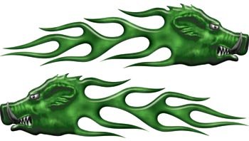 Leroy the Hog Custom Green Flames Decals Weston Signs HOG001_GREEN_SM