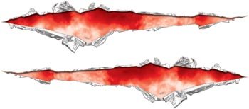 Ripped / Torn Metal Look Decals With Red Fire Decals Weston Signs WSCRIP002_FIRERED_S