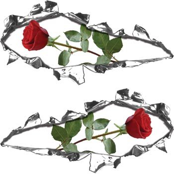 Ripped Torn Metal Tear REFLECTIVE Decals Rose Bumper Stickers, Decals & Magnets Weston Signs WSCRIP001_ROSE_S