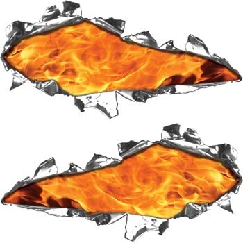 Ripped / Torn Metal Look Decals With Inferno Flames Decals Weston Signs WSCRIP_001_INF_M