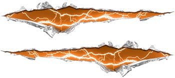 Ripped / Torn Metal Look Decals With Orange Lightning Strike Decals Weston Signs WSCRIP002_LSORANGE_SM