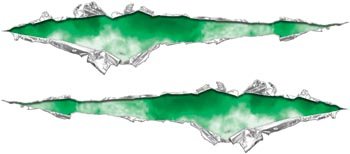 Ripped / Torn Metal Look Decals With Green Fire Decals Weston Signs WSCRIP002_FIREGREEN_S