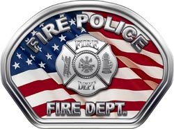 Firefighter Fire Helmet Front Face Fire Police American Flag Decal Reflective Decals Weston Signs WSCFF049_FIREPOLICE_FLAG