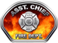Firefighter Fire Helmet Front Face Assistant Chief Real Fire Decal Reflective Decals Weston Signs WSCFF049_ASSTCHIEF_FIRE