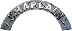 Chaplain Diamond Plate Firefighter Fire Helmet Arcs / Rocker Decals Reflective Decals Weston Signs WSCFF050_CHAPLAIN_DP