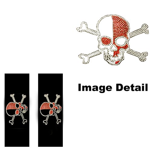 Red Skull w/ Crossbones Gem Crystal Studded Rhinestone Bling Car Truck SUV Seat Belt Shoulder Pads - PAIR Seat Belt Pads LA Auto Gear SB1003-8