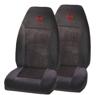 2 Front Seat Covers - Red Dodge Ram Logo Accessories Plasticolor SC10DG1X2