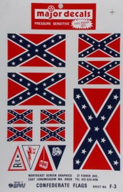 MAJOR DECALS F-3 Pressure Decal Confederate Flags MAJQ3003 Decals Unknown F-3