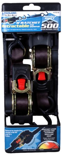 Highland 11518 6' Black Retractable Ratchet Tie Down Ratcheting Highland 11518