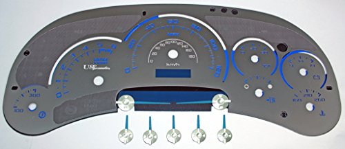 US Speedo SS GM 05B - Stainless Steel With Blue Numbers - 120 MPH Trans Temp - for: Cadillac Escalade, Denali Sierra HD,Silverado HD Dash Accents US Speedo SS GM 05B