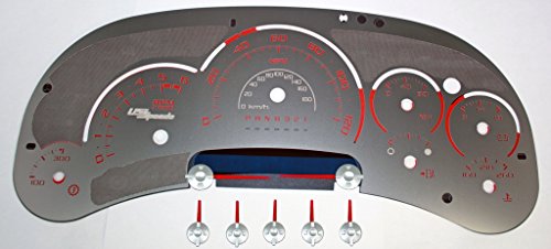 US Speedo SS GM 15R - Stainless Steel With Red Numbers - 120 MPH Trans Temp - for: Cadillac Escalade, Denali Sierra HD,Silverado HD Classic Dash Accents US Speedo SS GM 15R