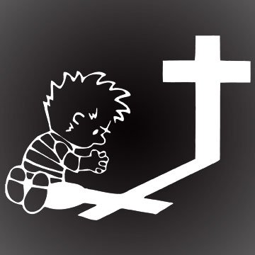 CALVIN PRAYING CROSS DECAL STICKER 6X5 Decals Santana sp0039