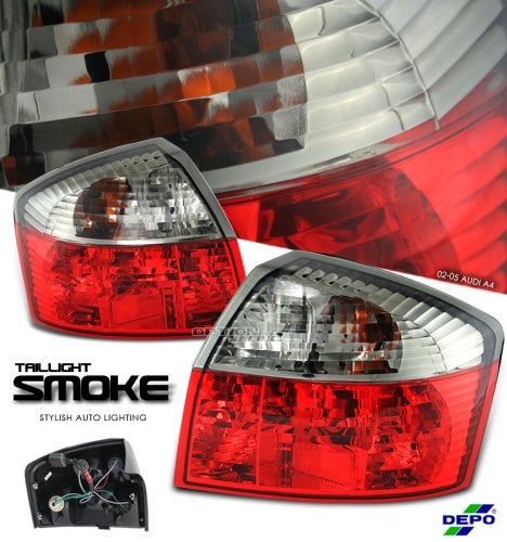 2002 to 2005 (02 03 04 05) DEPO EURO AUDI A4/S4 RED/SMOKE ALTEZZA TAIL LIGHT TAILLIGHT LAMP Tail Lights Depo TLA-441-1946PXAE-SR