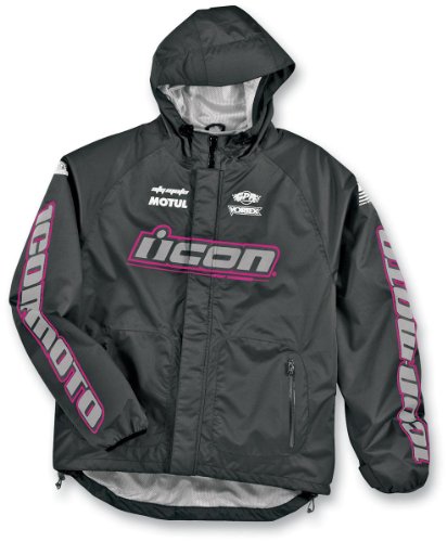 Icon JACKET WMN PDX BLK/PNK 2X Rain Jackets ICON 2822-0233