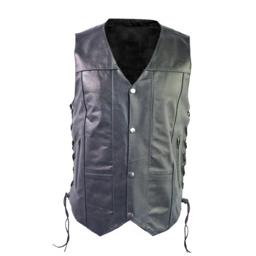 Men's 10 Pocket Leather Motorcycle Vest MV106 L Jackets & Vests Jafrum MV106-L